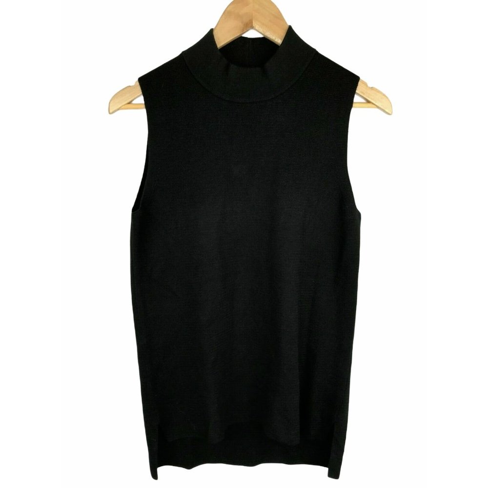 Banana Republic Business Casual Mock Neck Sleeveless Tank Medium, Black, Acrylic